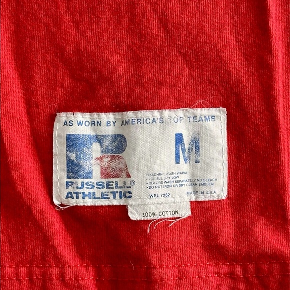 Vintage 90s Russell Athletic Red Long Sleeve Men’s Size M Made in USA Logo VTG - Picture 3 of 5